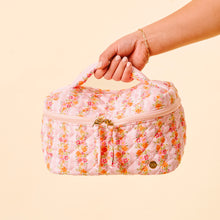 Load image into Gallery viewer, The Darling Effect Glam & Go Quilted Cosmetic Bag - Petal Parade Pink