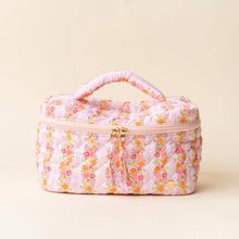 Load image into Gallery viewer, The Darling Effect Glam & Go Quilted Cosmetic Bag - Petal Parade Pink