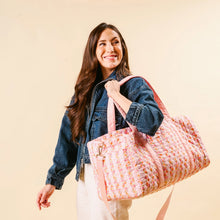 Load image into Gallery viewer, The Darling Effect On-The-Go Quilted Weekender Bag-Petal Parade Pink
