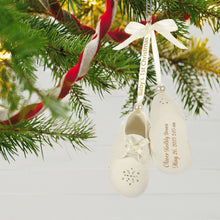 Load image into Gallery viewer, Hallmark Keepsake Baby’s First Christmas Booties Porcelain Personalized Ornament