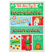 Load image into Gallery viewer, Hallmark Elf Four Main Food Groups Tea Towel, 18x26