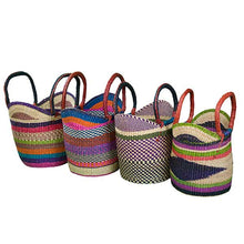Load image into Gallery viewer, African Market Baskets Medium Shopping Tote with Leather Handles