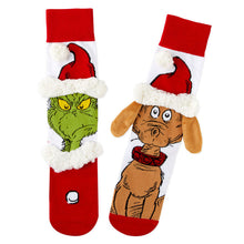 Load image into Gallery viewer, Hallmark Dr. Seuss's How the Grinch Stole Christmas!™ Grinch and Max Novelty Socks