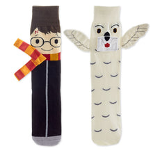 Load image into Gallery viewer, Hallmark Harry Potter™ and Hedwig™ Novelty Crew Socks