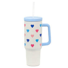 Load image into Gallery viewer, Hallmark Colorful Hearts Insulated Travel Cup With Straw, 40 oz.