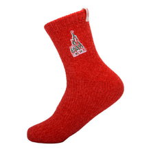 Load image into Gallery viewer, Hallmark + Disney Holiday Ever After Red Castle Crew Socks