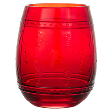 Load image into Gallery viewer, Hallmark Embossed Candy Canes Red Stemless Wine Glass, 17 oz.