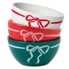 Load image into Gallery viewer, Hallmark Lacey Chabert Collection Holiday Bow Ceramic Bowls, Set of 3