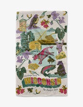 Load image into Gallery viewer, Geometry Greetings From Wisconsin Tea Towel