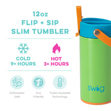 Load image into Gallery viewer, Swig Lime Slime Flip + Sip Slim Tumbler (12oz)
