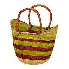Load image into Gallery viewer, African Market Baskets Shopping Tote with Leather Handle