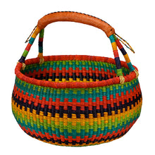 Load image into Gallery viewer, African Market Baskets Large Round Basket with Leather Handle