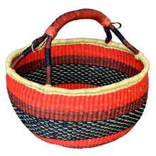 Load image into Gallery viewer, African Market Baskets Large Round Basket with Leather Handle