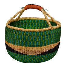Load image into Gallery viewer, African Market Baskets Large Round Basket with Leather Handle