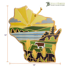 Load image into Gallery viewer, Totally Bamboo Wisconsin State Shaped Serving and Cutting Board with Artwork by Summer Stokes