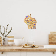 Load image into Gallery viewer, Totally Bamboo Wisconsin State Shaped Cutting and Serving Board with Artwork by Fish Kiss™