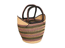 Load image into Gallery viewer, African Market Baskets Shopping Tote with Leather Handle