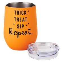 Load image into Gallery viewer, Trick Treat Sip Repeat Stainless Stemless Wine Tumbler, 12 oz.