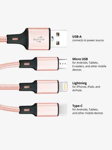 3-in-1 Charging Cable 10 ft