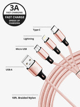 Load image into Gallery viewer, 3-in-1 Charging Cable 10 ft
