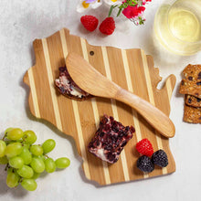 Load image into Gallery viewer, Totally Bamboo Wisconsin Serving Board with Spreader Knife Gift Set
