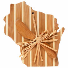 Load image into Gallery viewer, Totally Bamboo Wisconsin Serving Board with Spreader Knife Gift Set
