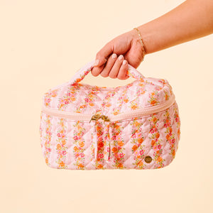 The Darling Effect Glam & Go Quilted Cosmetic Bag - Petal Parade Pink