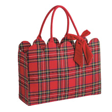 Load image into Gallery viewer, Mud Pie Tartan Scallop Tote
