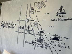 Whitefish Bay Fleece Blanket - Custom Map Design