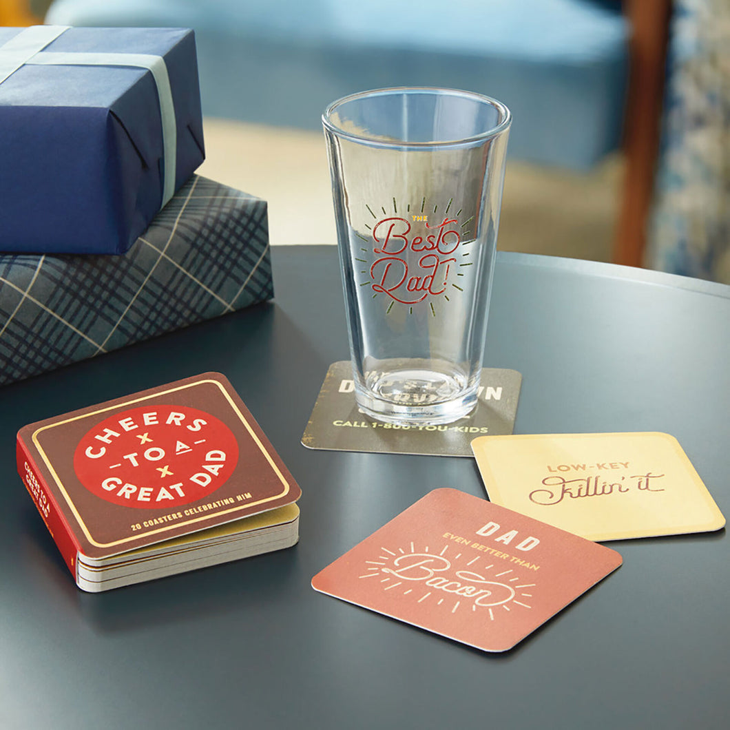 Hallmark Best Dad Pint Glass and Coasters Gift Set
