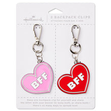 Load image into Gallery viewer, Hallmark Conversation Hearts Red and Pink Backpack Clips, Set of 2
