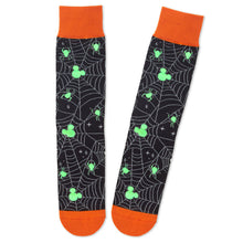 Load image into Gallery viewer, Hallmark Disney Mickey Mouse Spiderweb Glow-in-the-Dark Crew Socks
