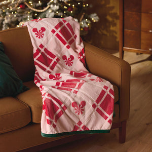 Hallmark Disney Mickey Mouse Ears Peppermint Plaid Throw Blanket, 50x60