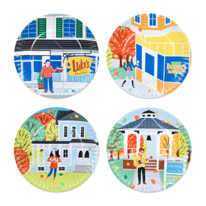 Hallmark Gilmore Girls Stars Hollow Appetizer Plates, Set of 4