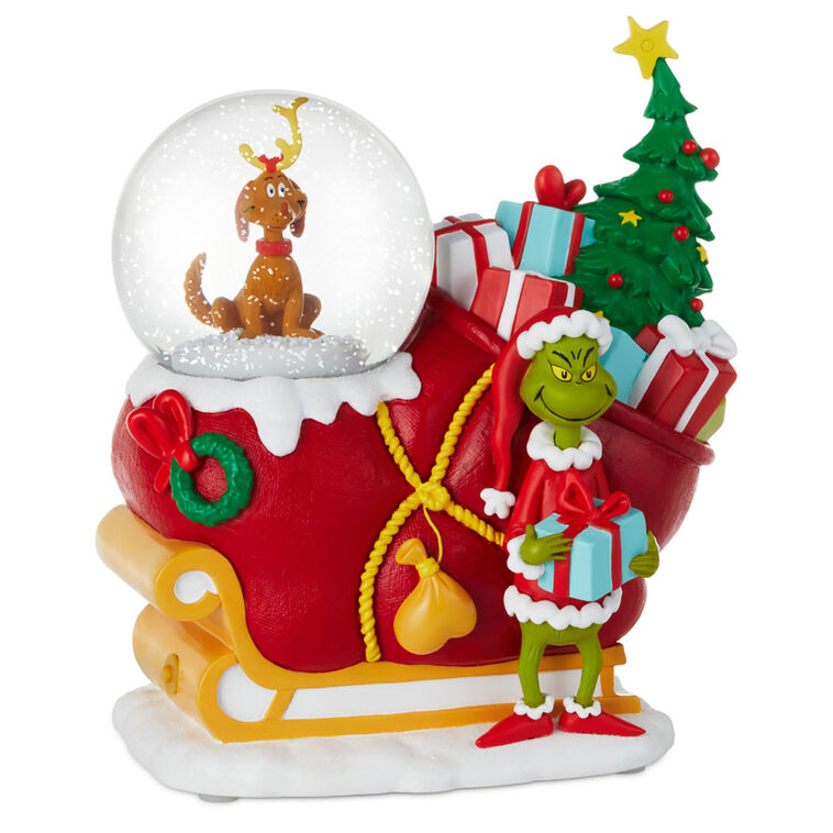 Hallmark Dr. Seuss's How the Grinch Stole Christmas!™ Grinch, Max and Sleigh Snow Globe Figurine With Music
