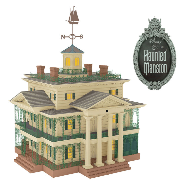 Hallmark Disney The Haunted Mansion Collection Disneyland Manor Tree Topper With Light and Sound