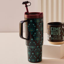Load image into Gallery viewer, Haunted Mansion Handled Travel Cup With Eye Wallpaper  image number 2 Disney The Haunted Mansion Insulated Travel Cup With Handle, 40 oz.
