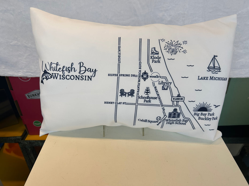 Whitefish Bay Lumbar Pillow - Custom Map Design