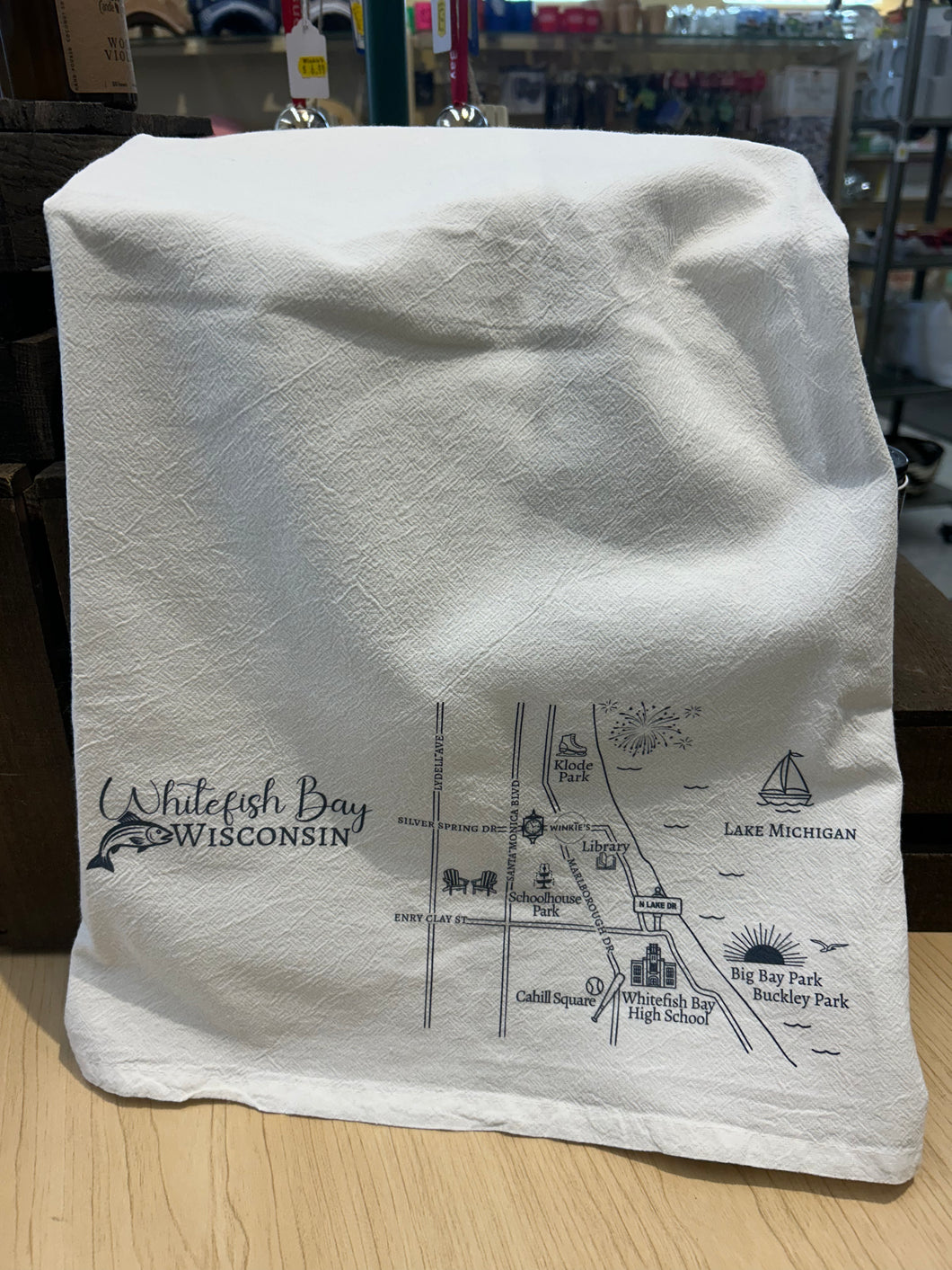 Whitefish Bay Flower Sack Towel - Custom Map Design