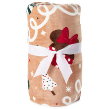 Load image into Gallery viewer, Hallmark Disney Mickey and Minnie Icons on Gingerbread Throw Blanket, 50x60
