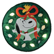 Load image into Gallery viewer, Hallmark Peanuts® Snoopy Wreath Light-Up Pillow, 17&quot;
