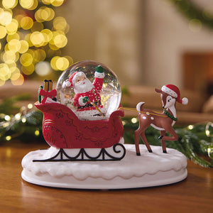 Hallmark Santa's Sleigh Musical Snow Globe Figurine, 5.6"