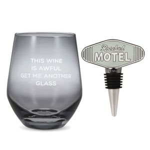 Hallmark Schitt's Creek® Stemless Wine Glass and Bottle Stopper, Set of 2