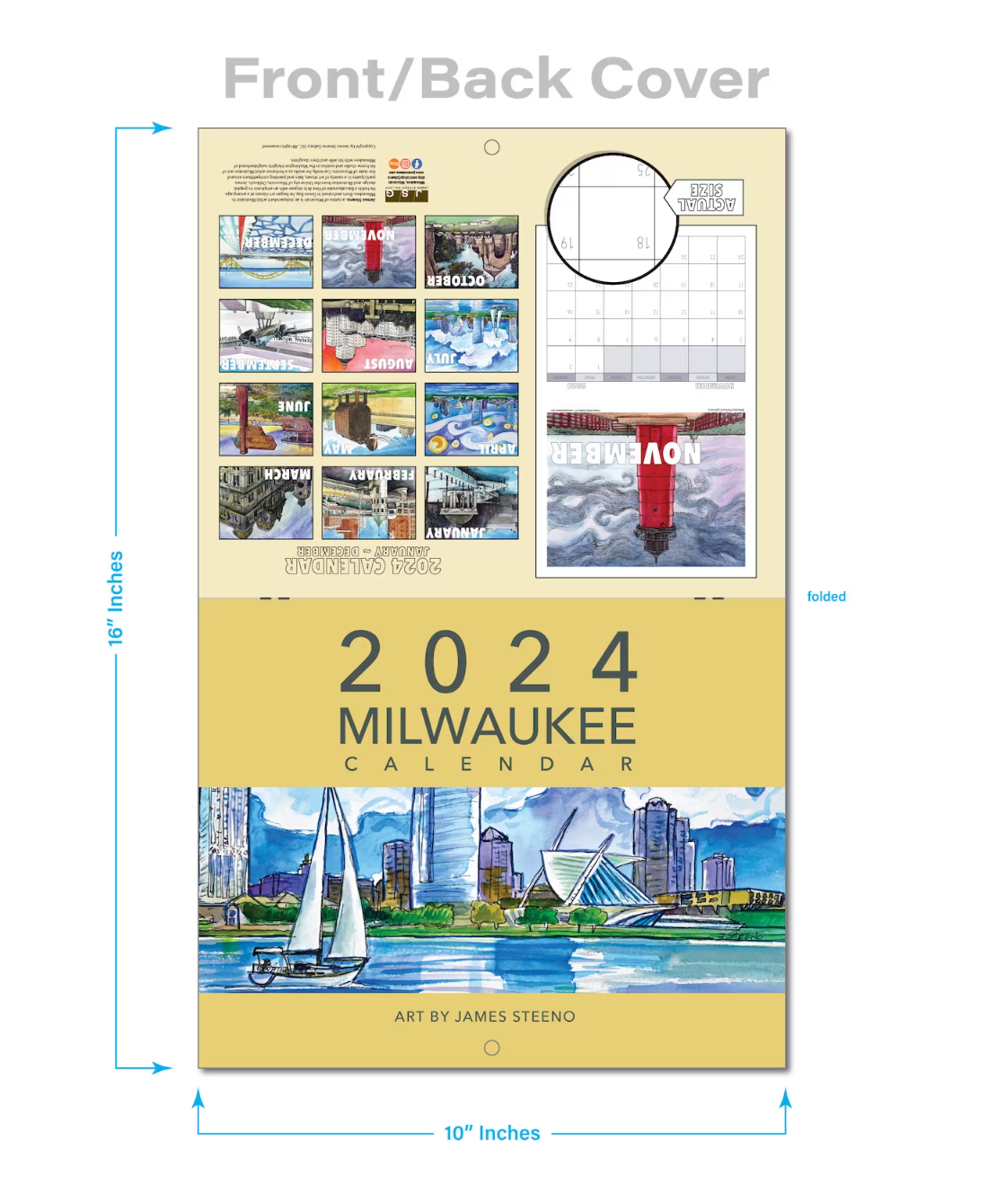 Milwaukee 2024 Watercolor Calendar by James Steeno Winkie's Hallmark