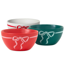 Load image into Gallery viewer, Hallmark Lacey Chabert Collection Holiday Bow Ceramic Bowls, Set of 3

