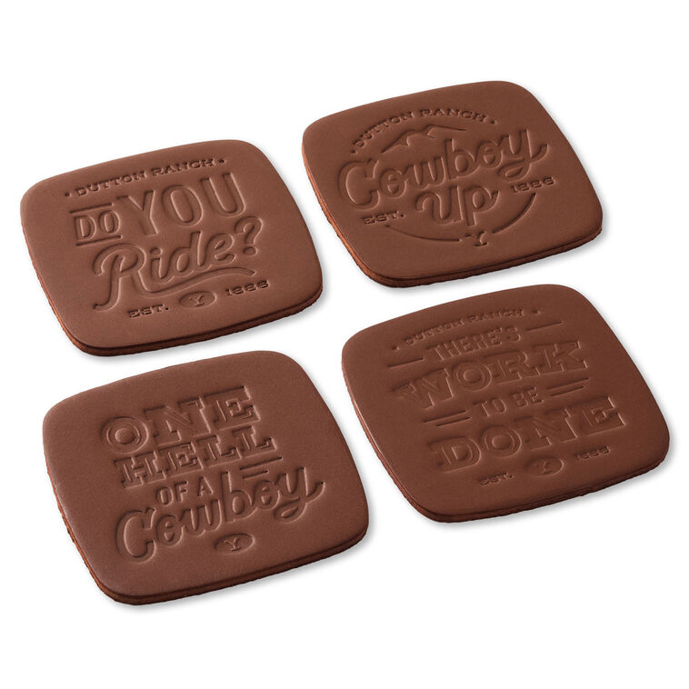 Hallmark Yellowstone Dutton Ranch Bonded Leather Coasters, Set of 4