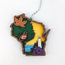 Load image into Gallery viewer, Makery Maven Co. Wisconsin State Icon Ornament
