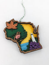 Load image into Gallery viewer, Makery Maven Co. Wisconsin State Icon Ornament
