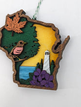 Load image into Gallery viewer, Makery Maven Co. Wisconsin State Icon Ornament
