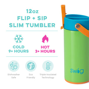 Swig Lime Slime Flip + Sip Slim Tumbler (12oz)